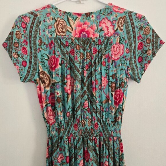 Spell & the Gypsy Collective Babushka Turquoise Maxi Dress Gown Size XS b180E - Picture 8 of 10